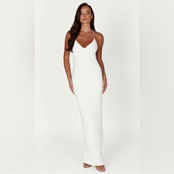 Meshki Sinead Twist White Maxi Dress NEW Size Medium - Picture 1 of 13